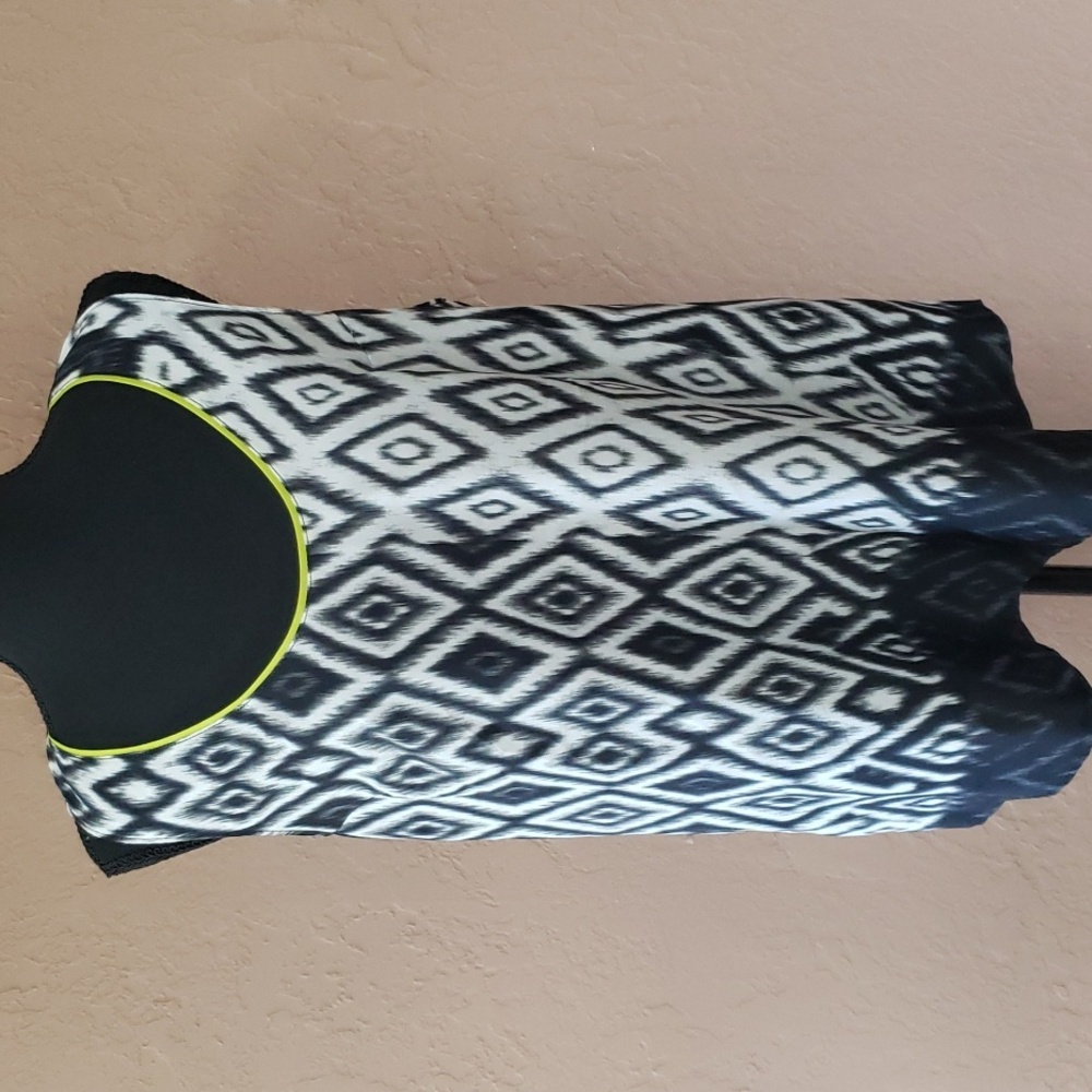 Charlie Jade Tank Top Black, White with Lime Green Stripe L